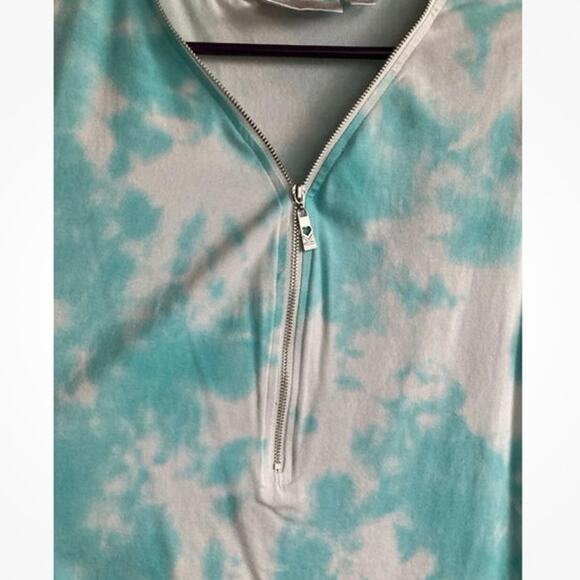 Belle by Kim Gravel TripleLuxe Knit Signature Print Top Aqua Tie Dye Size Large - Picture 5 of 7
